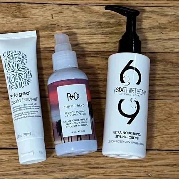 Briogeo Scalp Revival. R+Co Blonde Toning. SixThirteen Nourishing Styling Cream - Picture 3 of 3